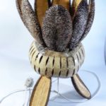 Lampara de jicaro con adornos de charrasca